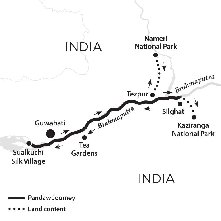 River Cruise map for The Brahmaputra