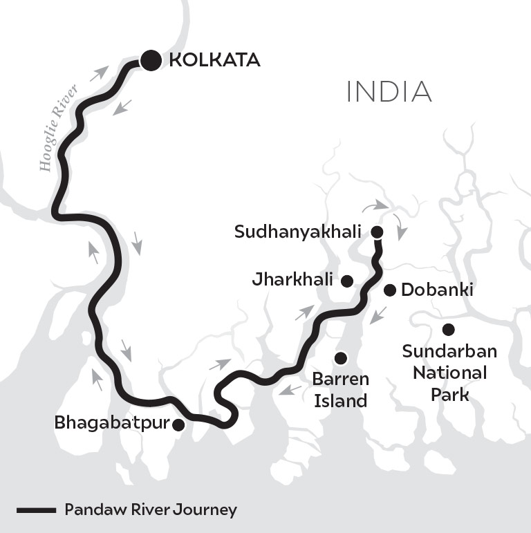 River Cruise map for The Sundarbans